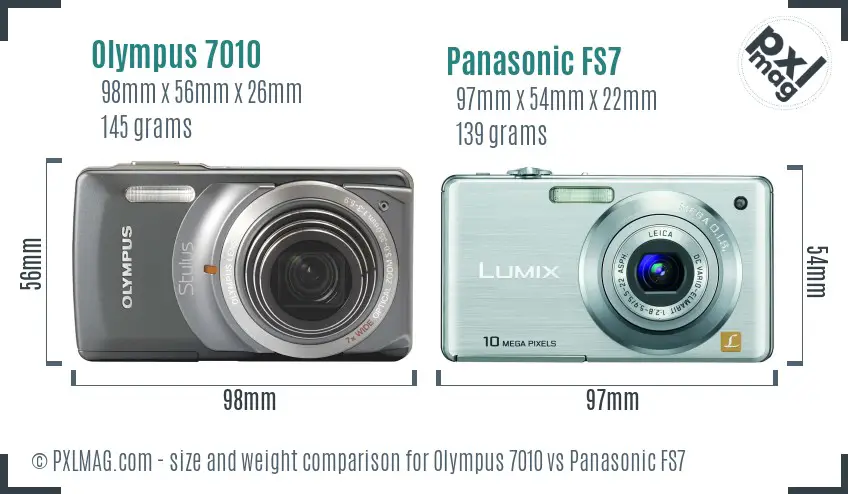 Olympus 7010 vs Panasonic FS7 size comparison