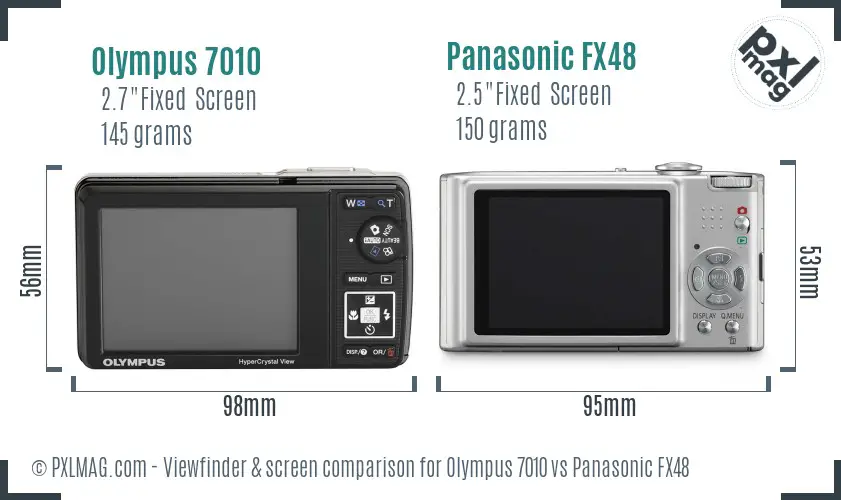 Olympus 7010 vs Panasonic FX48 Screen and Viewfinder comparison