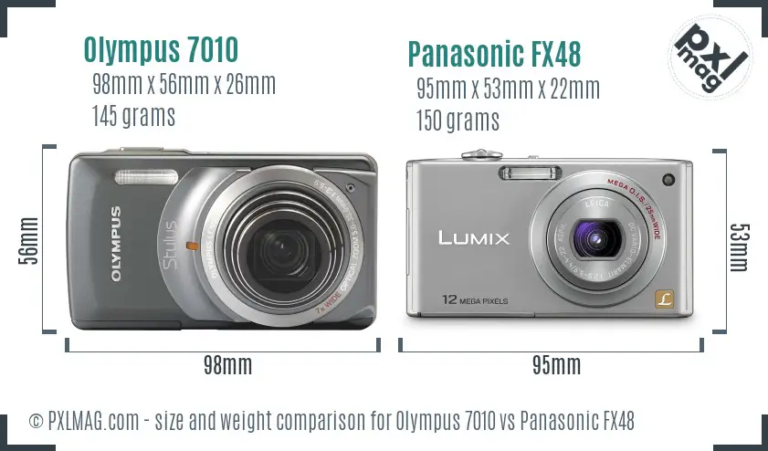 Olympus 7010 vs Panasonic FX48 size comparison
