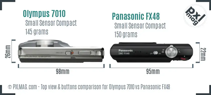 Olympus 7010 vs Panasonic FX48 top view buttons comparison