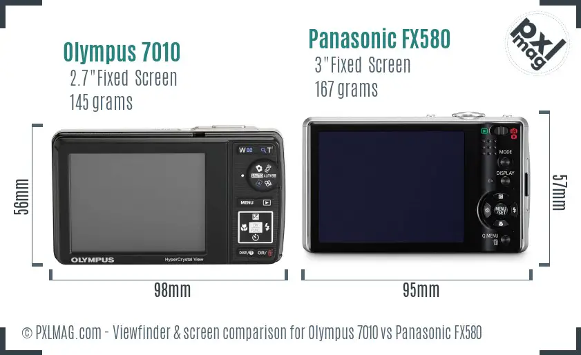 Olympus 7010 vs Panasonic FX580 Screen and Viewfinder comparison
