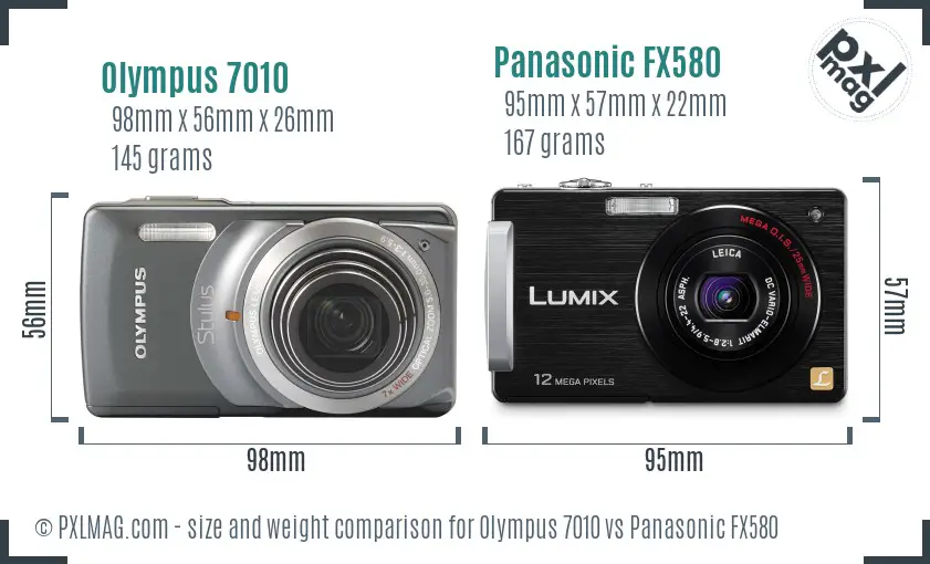 Olympus 7010 vs Panasonic FX580 size comparison