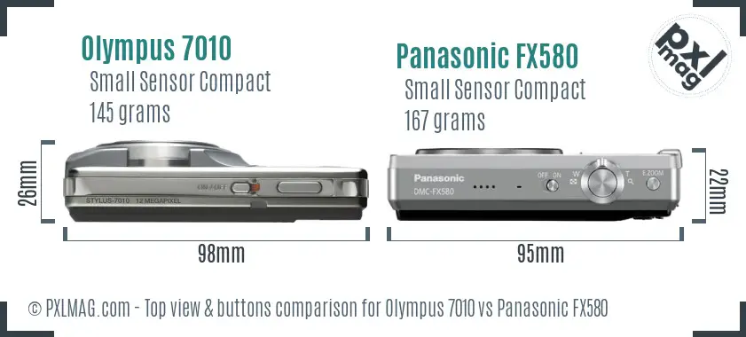 Olympus 7010 vs Panasonic FX580 top view buttons comparison