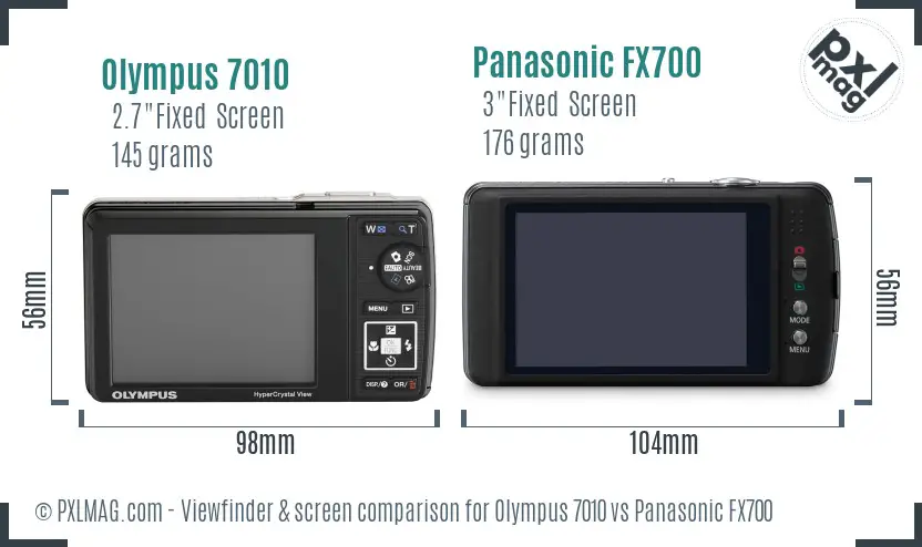 Olympus 7010 vs Panasonic FX700 Screen and Viewfinder comparison