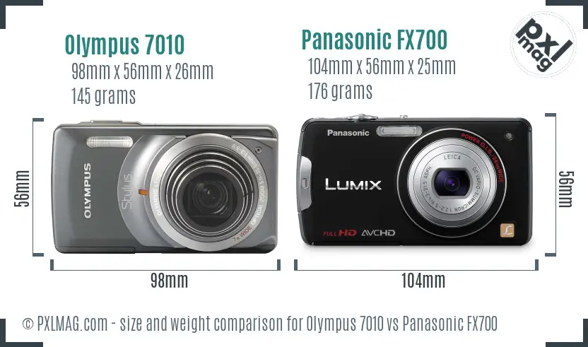 Olympus 7010 vs Panasonic FX700 size comparison