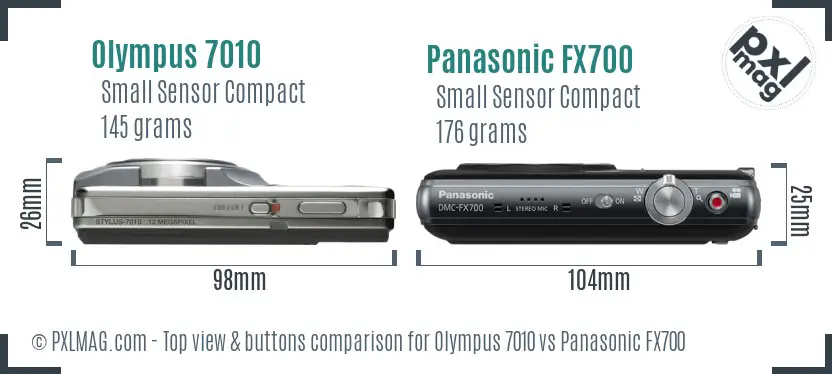 Olympus 7010 vs Panasonic FX700 top view buttons comparison