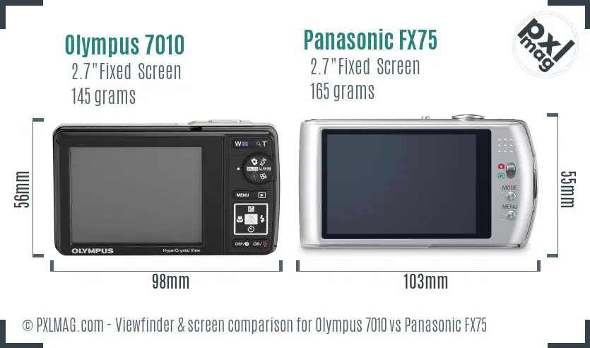 Olympus 7010 vs Panasonic FX75 Screen and Viewfinder comparison