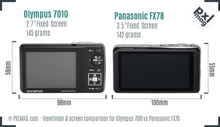 Olympus 7010 vs Panasonic FX78 Screen and Viewfinder comparison