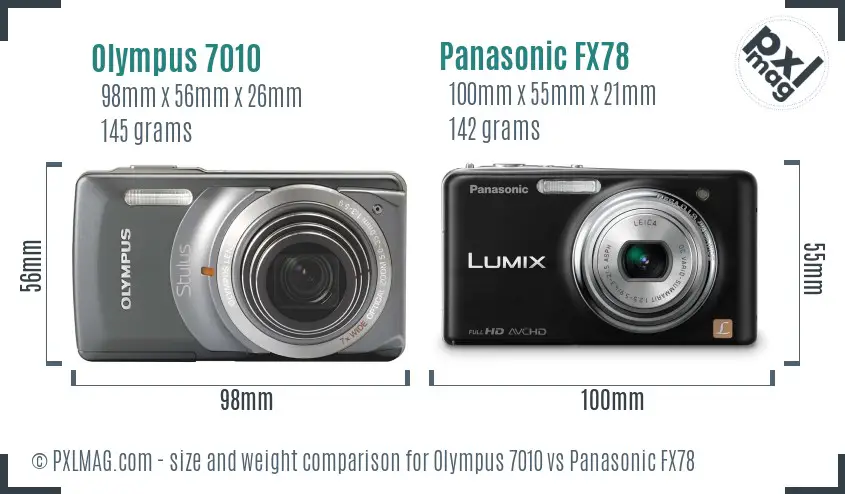 Olympus 7010 vs Panasonic FX78 size comparison