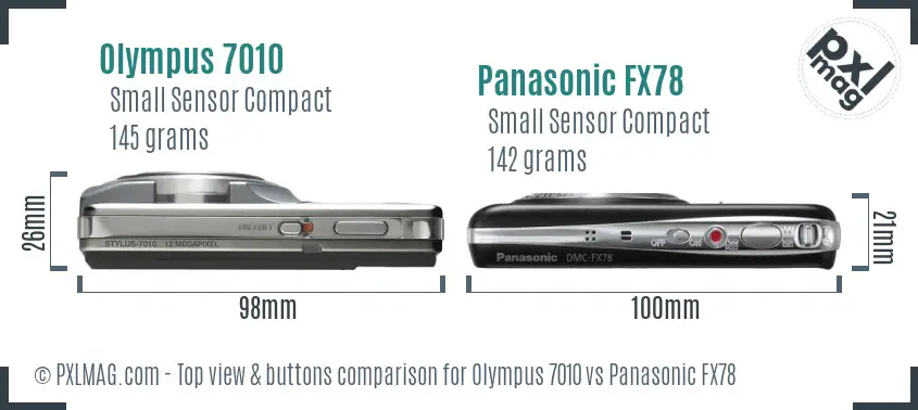 Olympus 7010 vs Panasonic FX78 top view buttons comparison