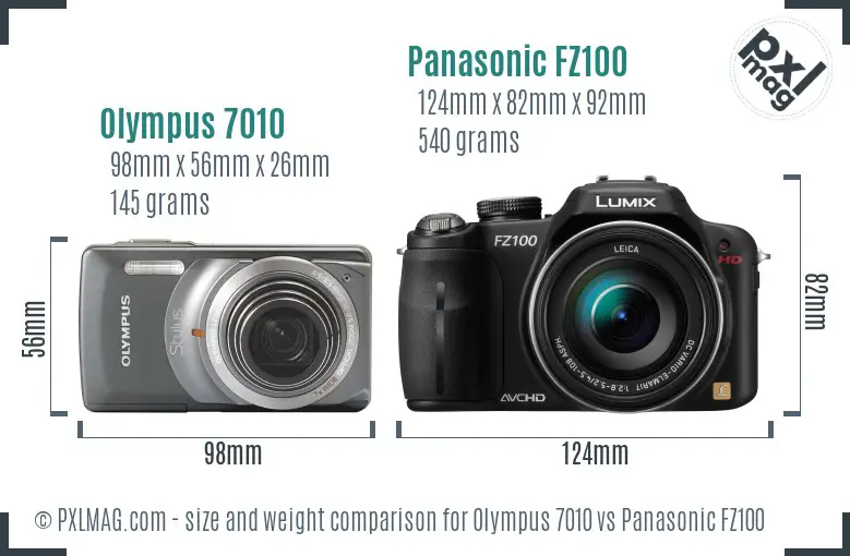 Olympus 7010 vs Panasonic FZ100 size comparison