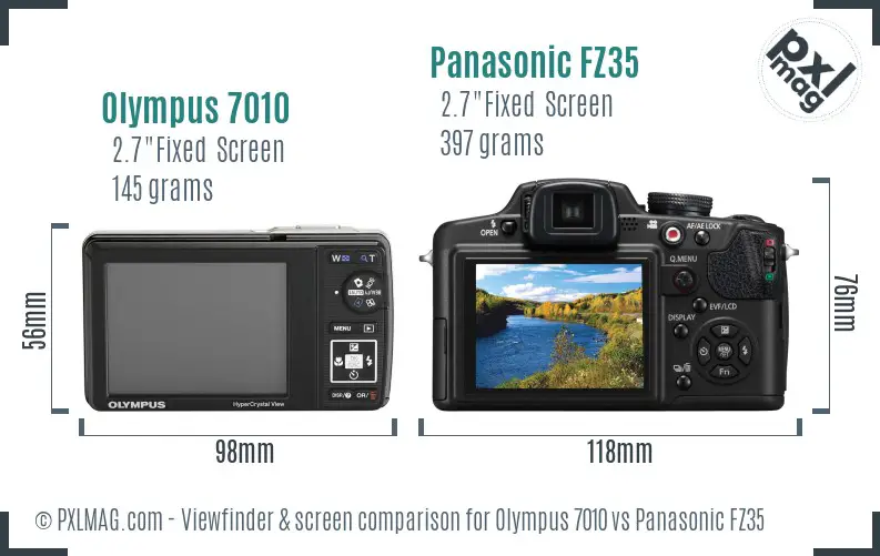 Olympus 7010 vs Panasonic FZ35 Screen and Viewfinder comparison