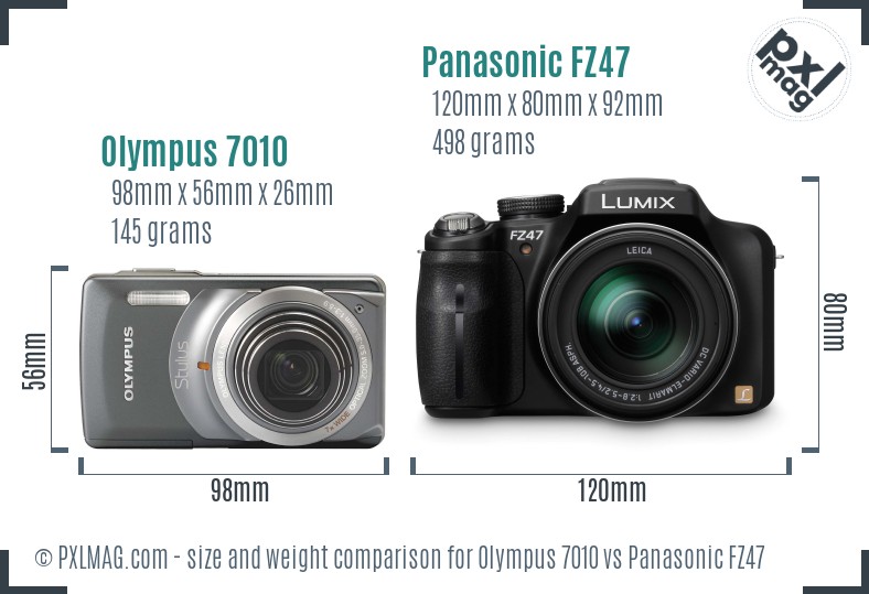 Olympus 7010 vs Panasonic FZ47 size comparison