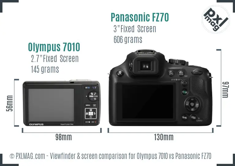 Olympus 7010 vs Panasonic FZ70 Screen and Viewfinder comparison