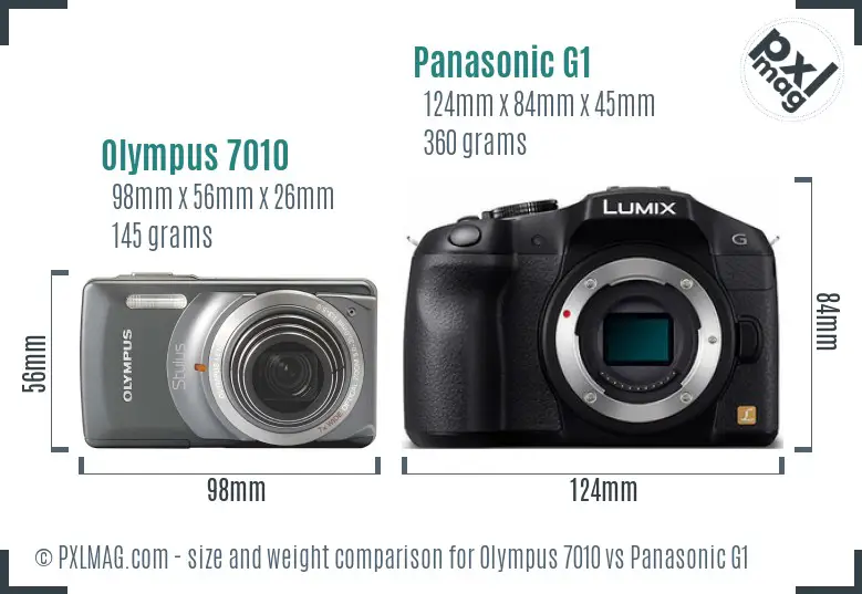Olympus 7010 vs Panasonic G1 size comparison