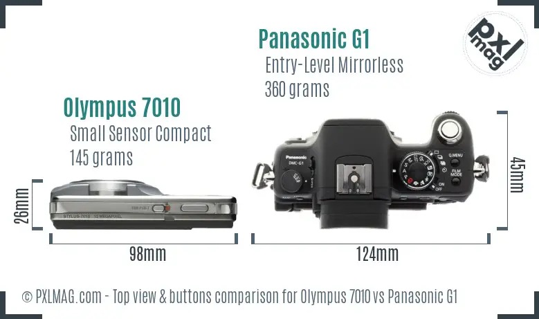 Olympus 7010 vs Panasonic G1 top view buttons comparison