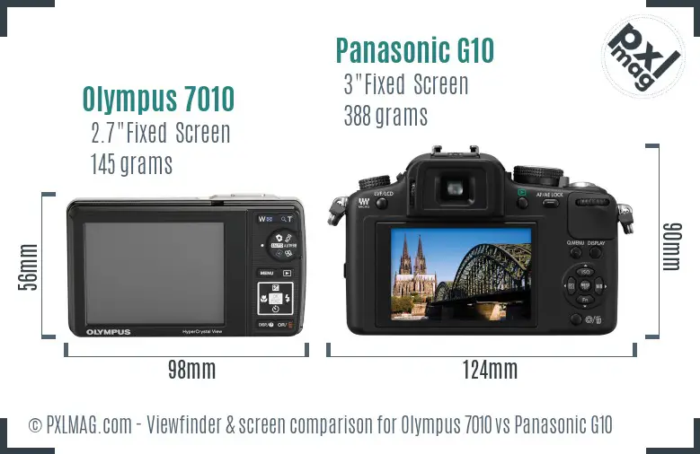 Olympus 7010 vs Panasonic G10 Screen and Viewfinder comparison