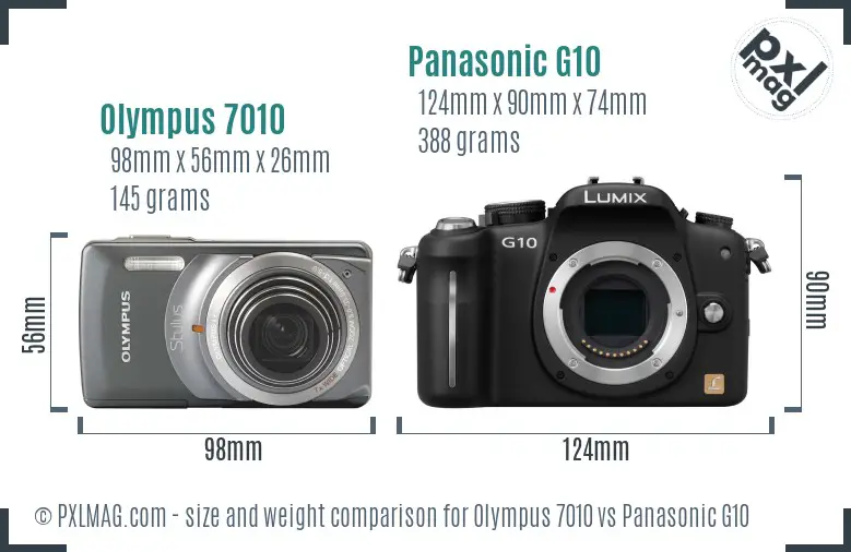 Olympus 7010 vs Panasonic G10 size comparison