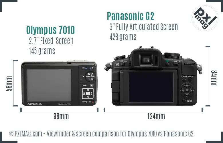 Olympus 7010 vs Panasonic G2 Screen and Viewfinder comparison