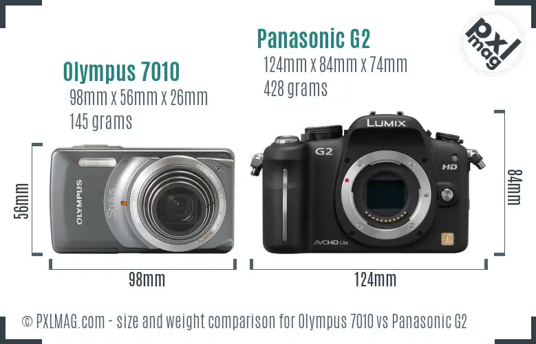 Olympus 7010 vs Panasonic G2 size comparison