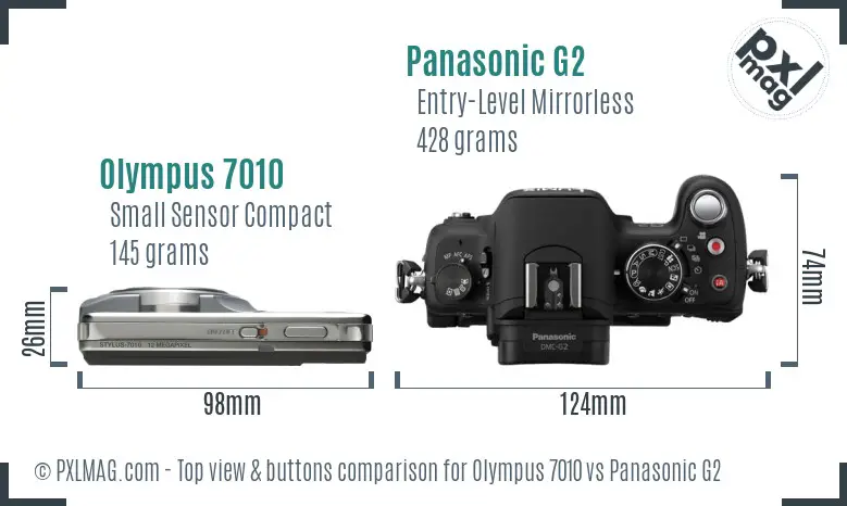 Olympus 7010 vs Panasonic G2 top view buttons comparison