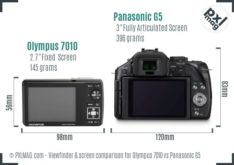 Olympus 7010 vs Panasonic G5 Screen and Viewfinder comparison