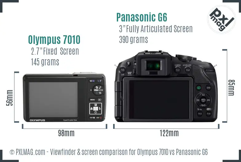 Olympus 7010 vs Panasonic G6 Screen and Viewfinder comparison