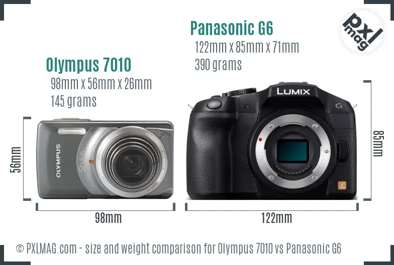 Olympus 7010 vs Panasonic G6 size comparison