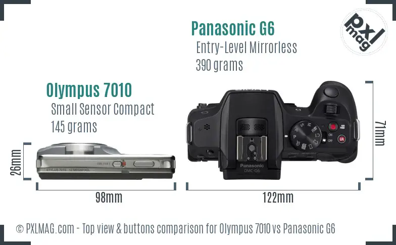 Olympus 7010 vs Panasonic G6 top view buttons comparison