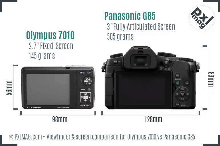 Olympus 7010 vs Panasonic G85 Screen and Viewfinder comparison