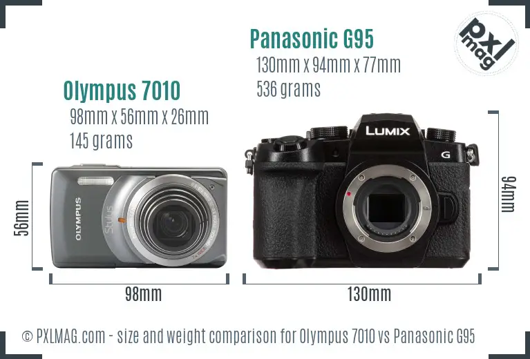 Olympus 7010 vs Panasonic G95 size comparison