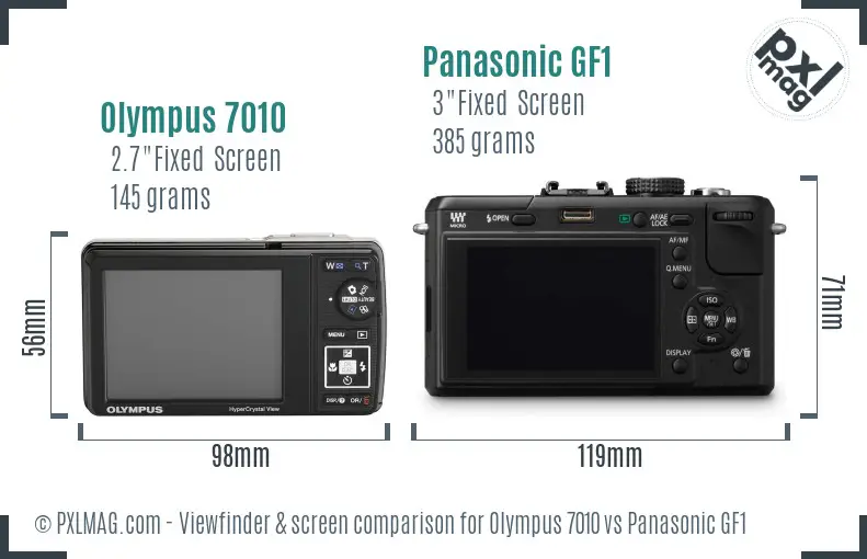 Olympus 7010 vs Panasonic GF1 Screen and Viewfinder comparison