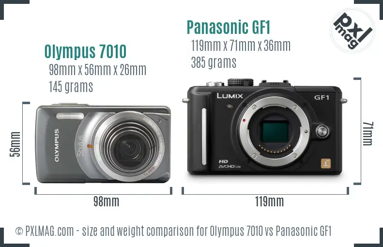 Olympus 7010 vs Panasonic GF1 size comparison