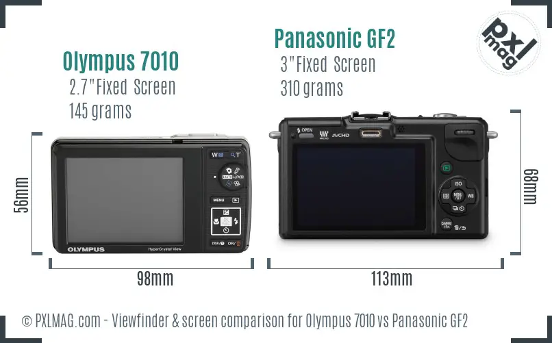 Olympus 7010 vs Panasonic GF2 Screen and Viewfinder comparison