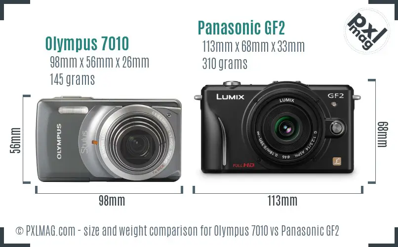 Olympus 7010 vs Panasonic GF2 size comparison