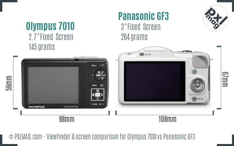 Olympus 7010 vs Panasonic GF3 Screen and Viewfinder comparison
