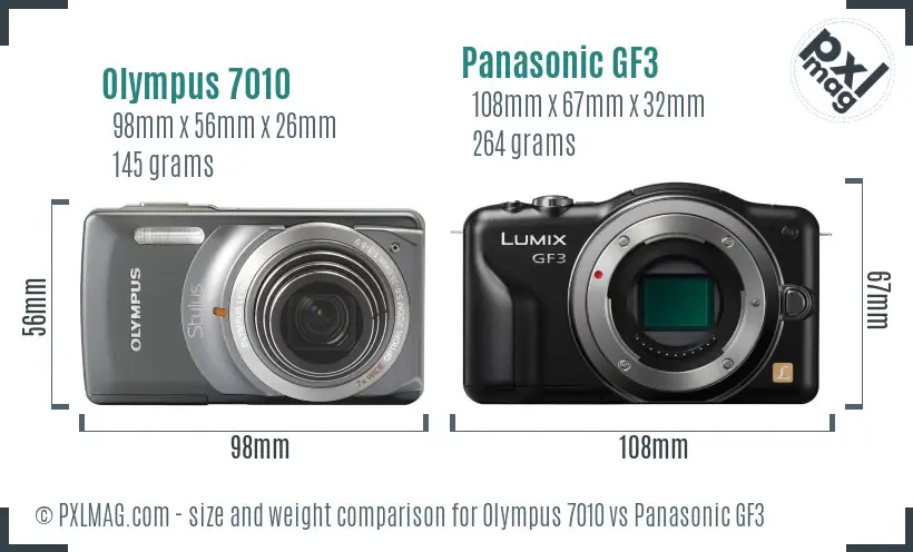 Olympus 7010 vs Panasonic GF3 size comparison