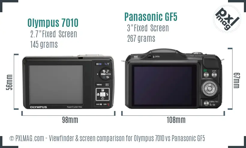 Olympus 7010 vs Panasonic GF5 Screen and Viewfinder comparison