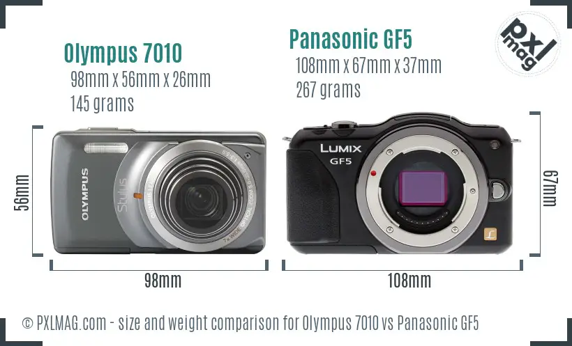 Olympus 7010 vs Panasonic GF5 size comparison