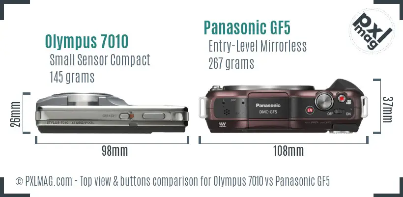 Olympus 7010 vs Panasonic GF5 top view buttons comparison