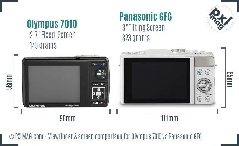Olympus 7010 vs Panasonic GF6 Screen and Viewfinder comparison