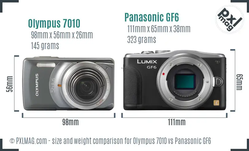 Olympus 7010 vs Panasonic GF6 size comparison