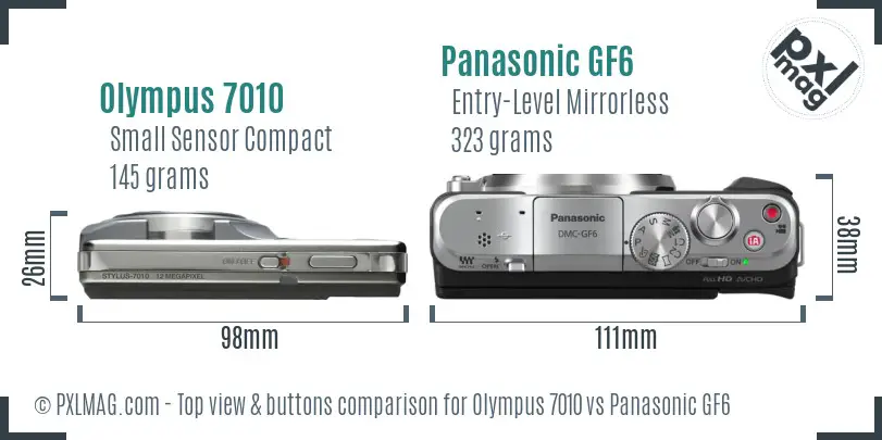 Olympus 7010 vs Panasonic GF6 top view buttons comparison