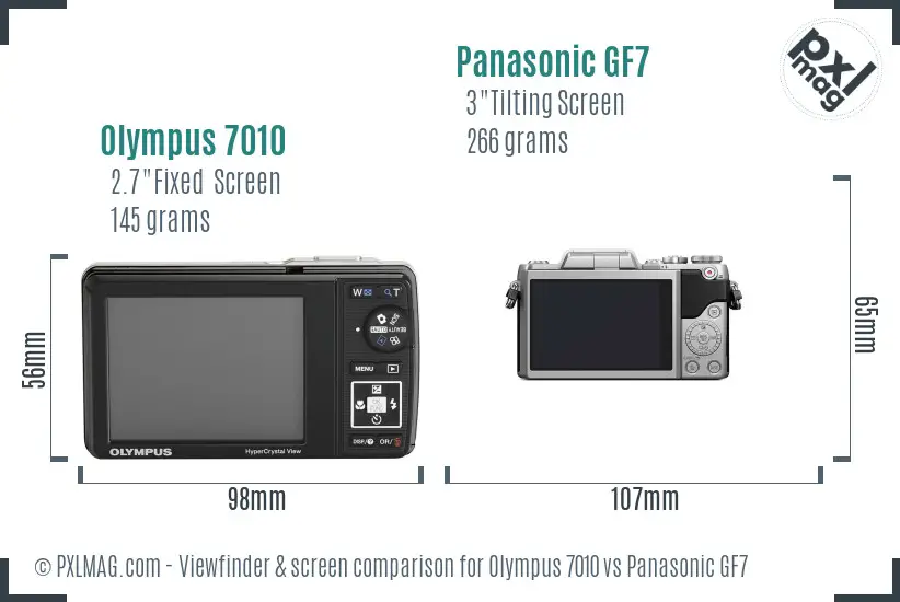Olympus 7010 vs Panasonic GF7 Screen and Viewfinder comparison