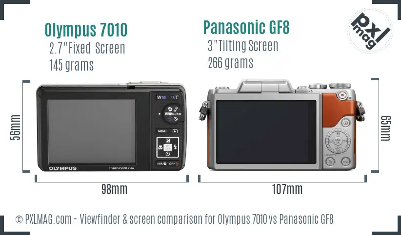 Olympus 7010 vs Panasonic GF8 Screen and Viewfinder comparison