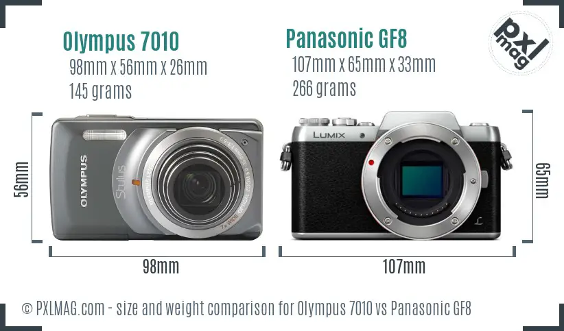 Olympus 7010 vs Panasonic GF8 size comparison