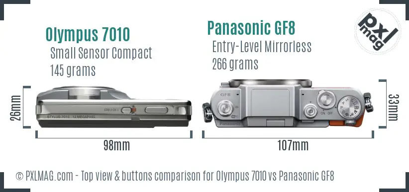Olympus 7010 vs Panasonic GF8 top view buttons comparison