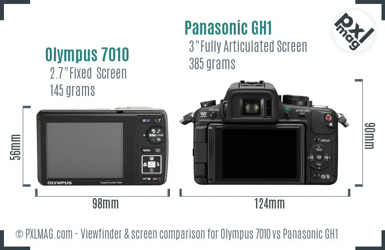 Olympus 7010 vs Panasonic GH1 Screen and Viewfinder comparison