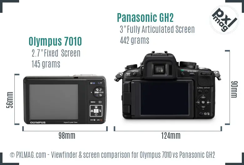 Olympus 7010 vs Panasonic GH2 Screen and Viewfinder comparison