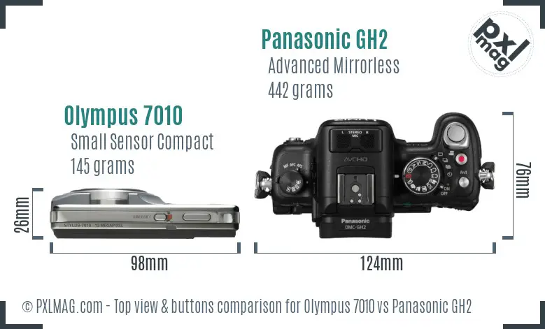 Olympus 7010 vs Panasonic GH2 top view buttons comparison